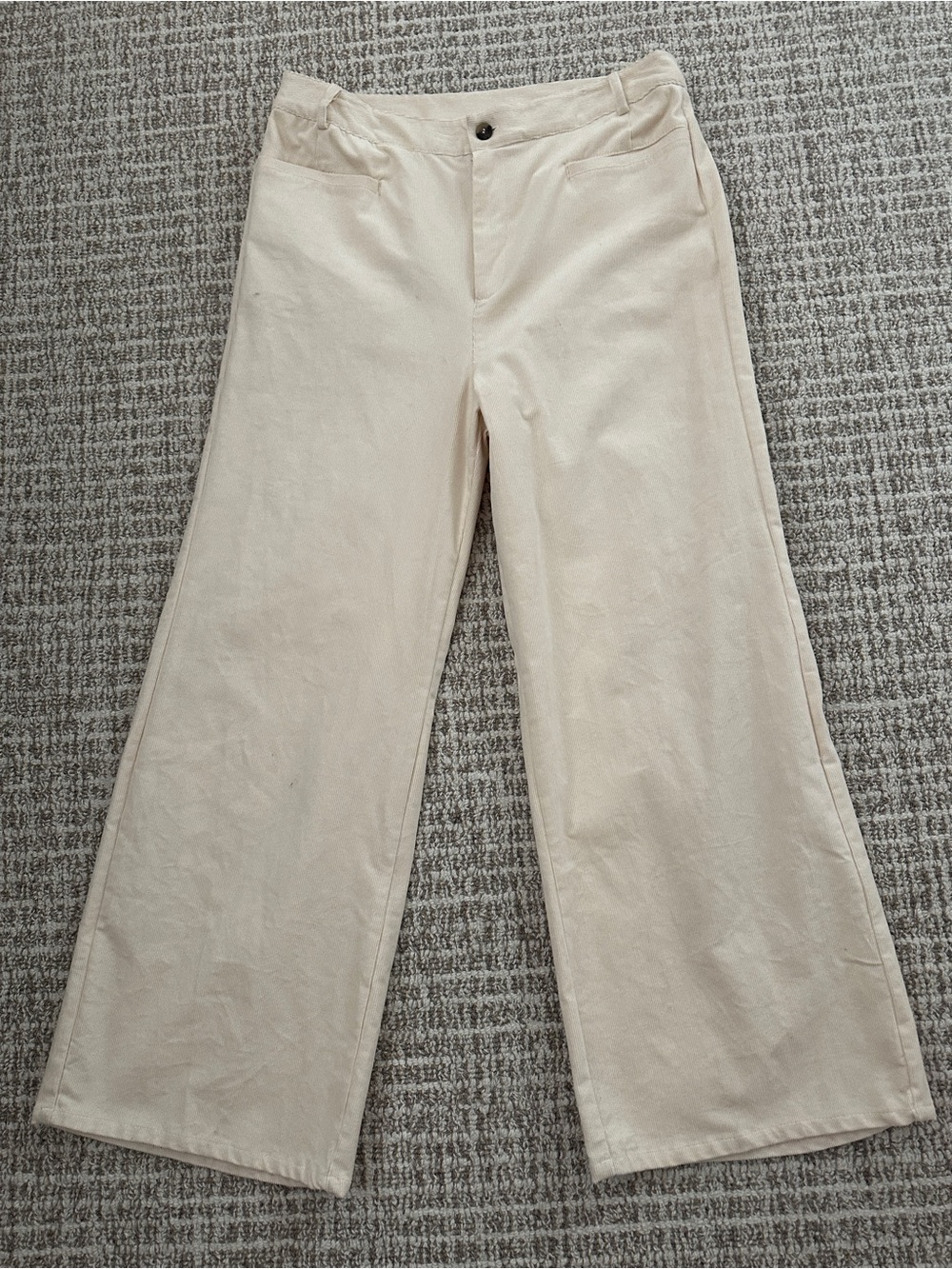 NEW CeCe Cream Corduroy Wide Leg High Waist Women’s Pants, Sz L